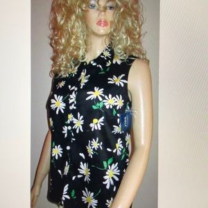 NWT Charter Club Sleeveless Black Print Golf Shirt